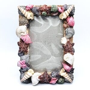 Vintage Shell Picture Frame Resin Composite Coastal Beach Decor 3x5 Vacation